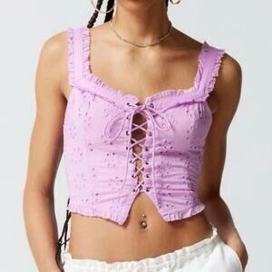 Urban Outfitters Layla Eyelet Corset Crop Top Size Large NWT